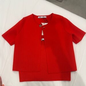 Zara Vibrant Red Cardigan Set